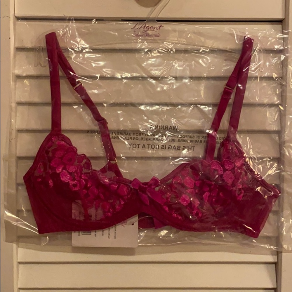 NWT L’Agent by AP Odessa Mesh Demi Bra, Cerise - Picture 9 of 12